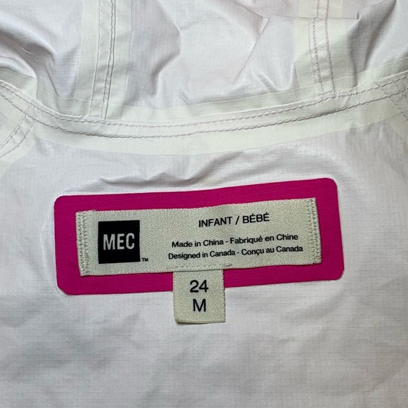 MEC 24 Month Infant Rain Jacket Full Zip Hooded Nylon Waterproof Pink Reflective - Picture 6 of 7